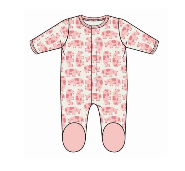 ORGANIC COTTON FOOTIE PINK COW