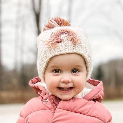Mauve Rainbow Knit Beanie Hat Baby & Kids