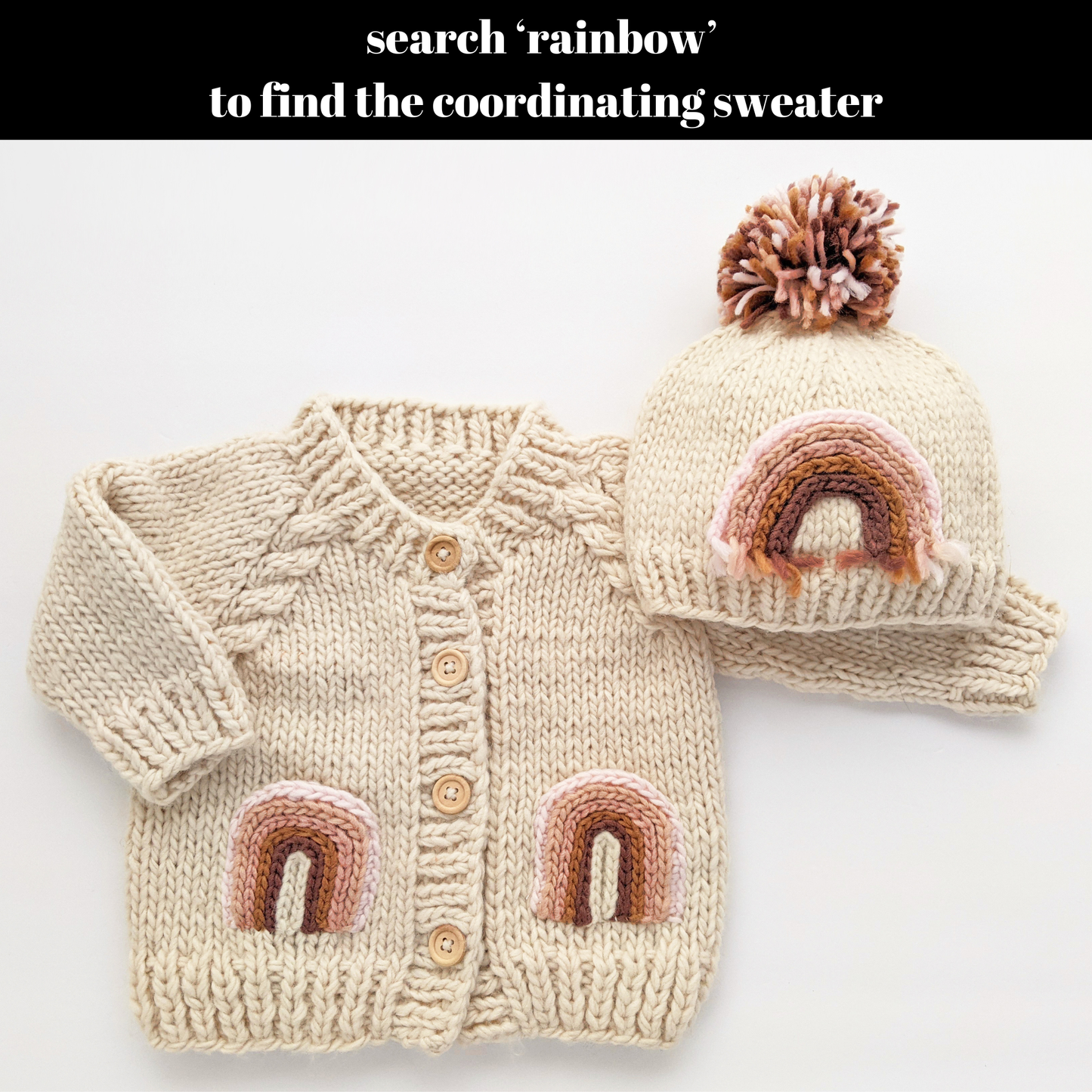 Mauve Rainbow Knit Beanie Hat Baby & Kids