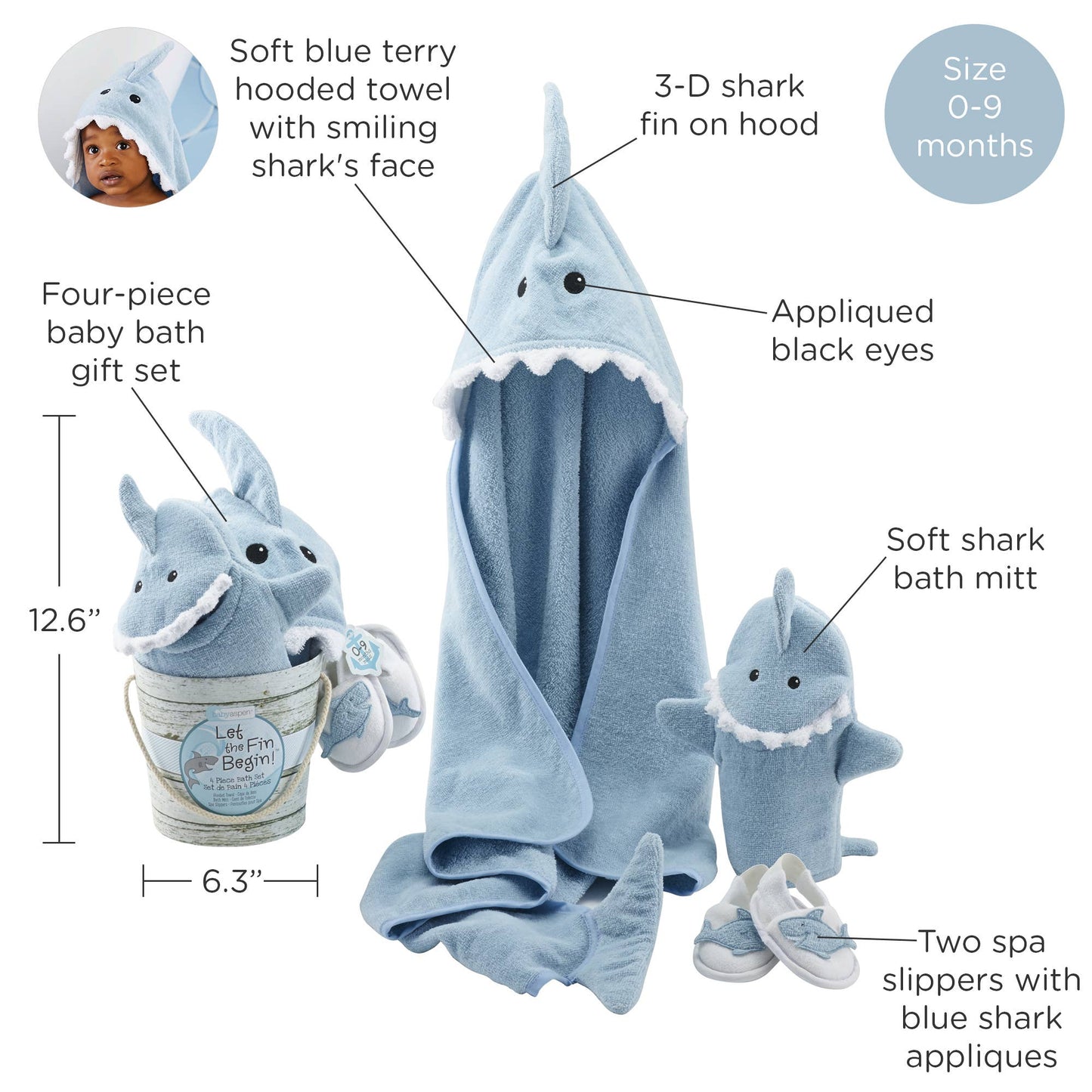 Baby Aspen - Let the Fin Begin 4 Piece Gift Set