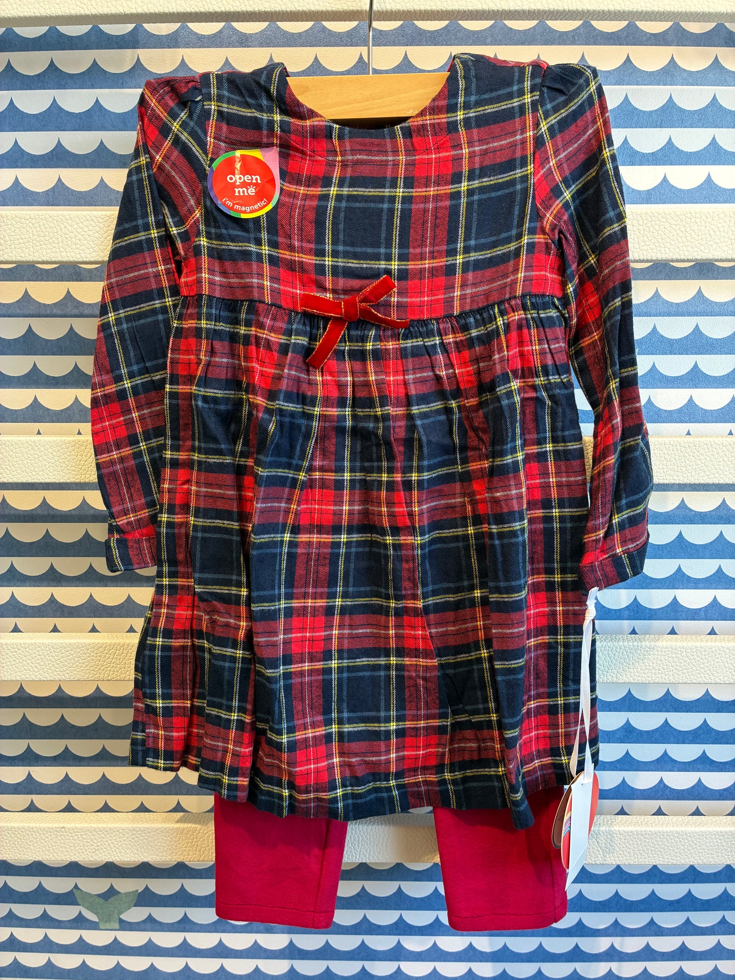 Holiday Plaid Flannel Dress w/Legging Set