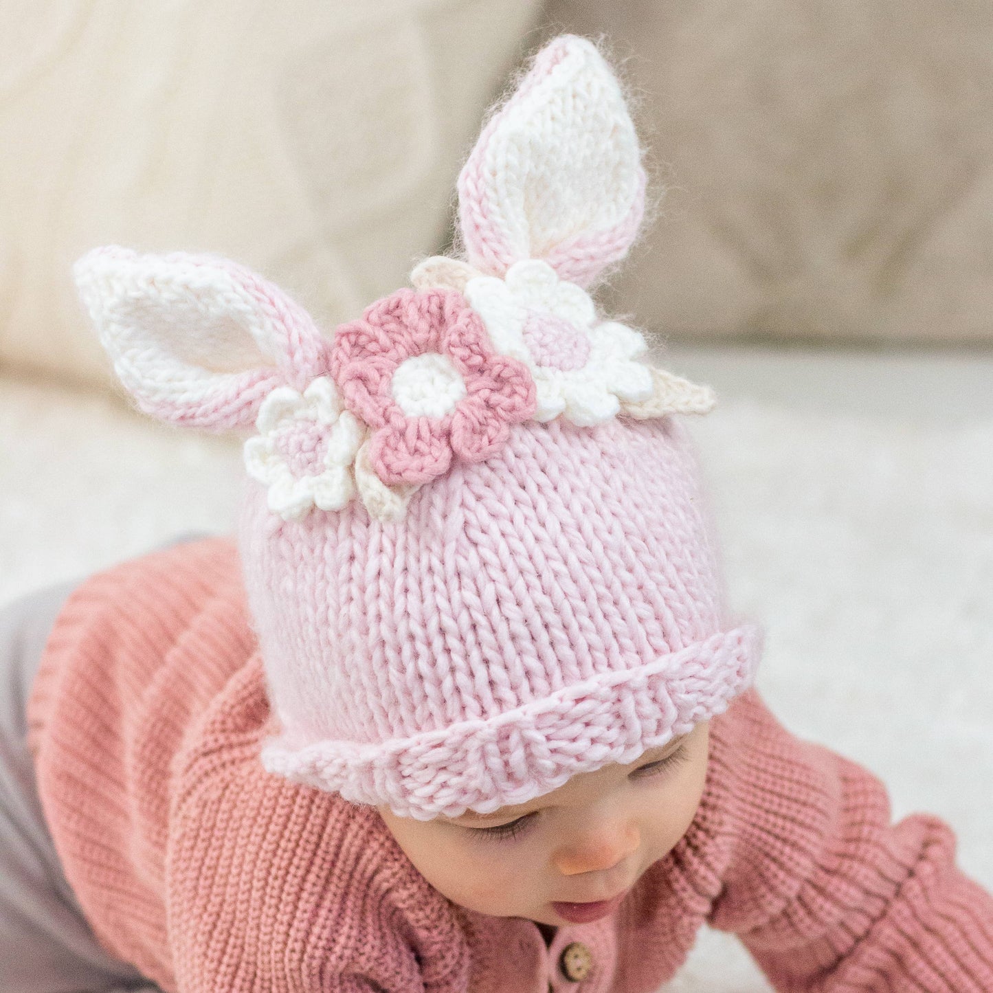 Flower Bunny Beanie Blush Flower Beanie Multi Baby & Kids