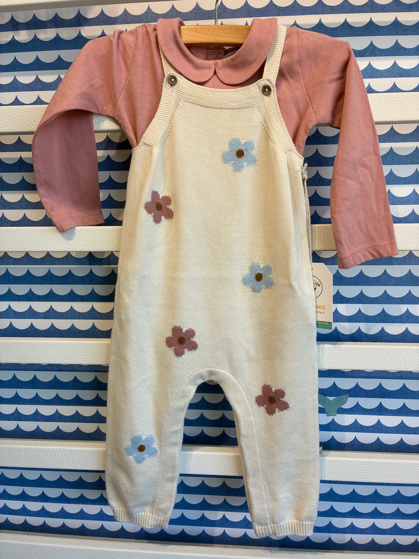 Flower Knit Overall and Bodysuit