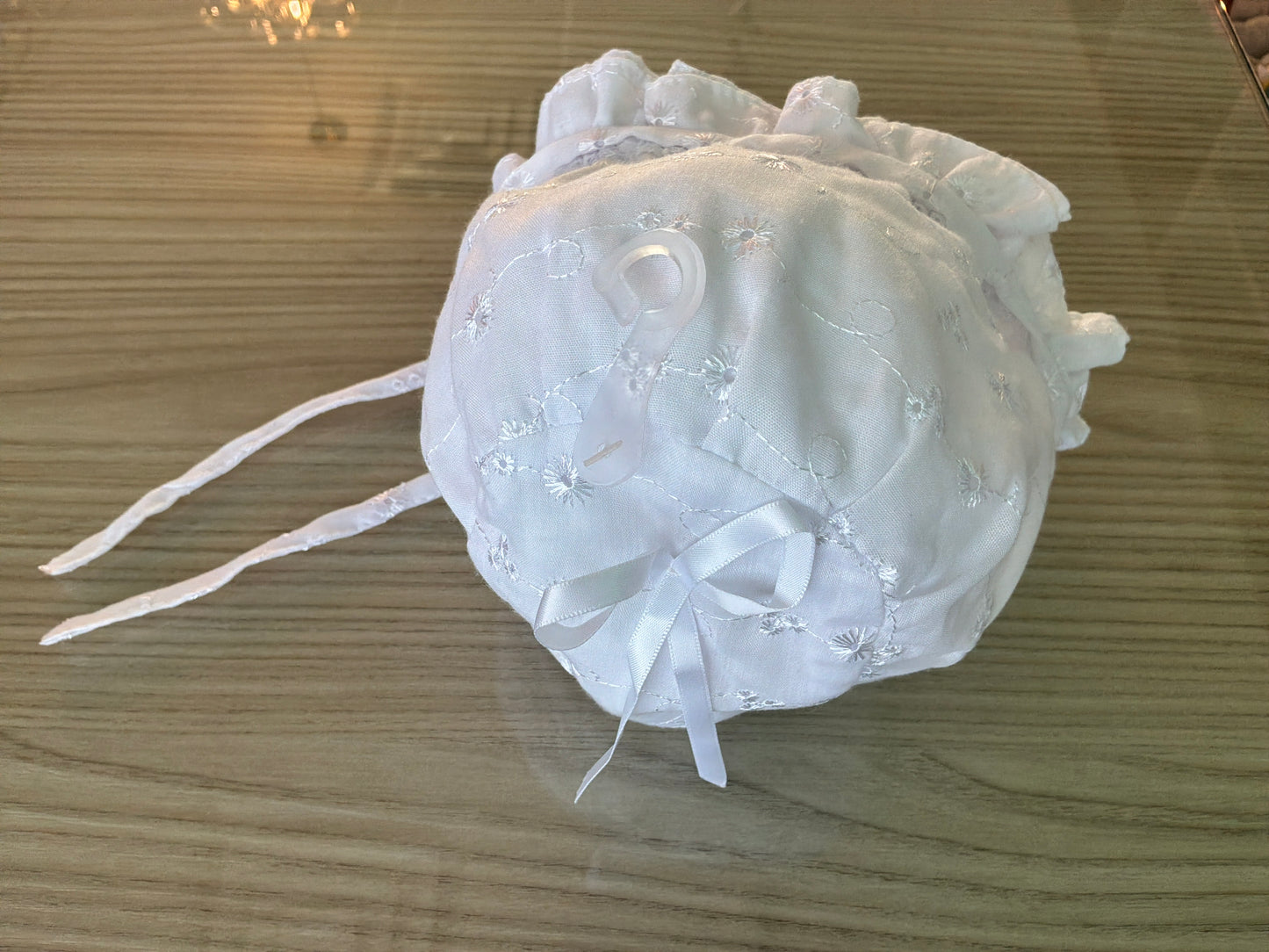 White Eyelet Soft Brim Bonnet