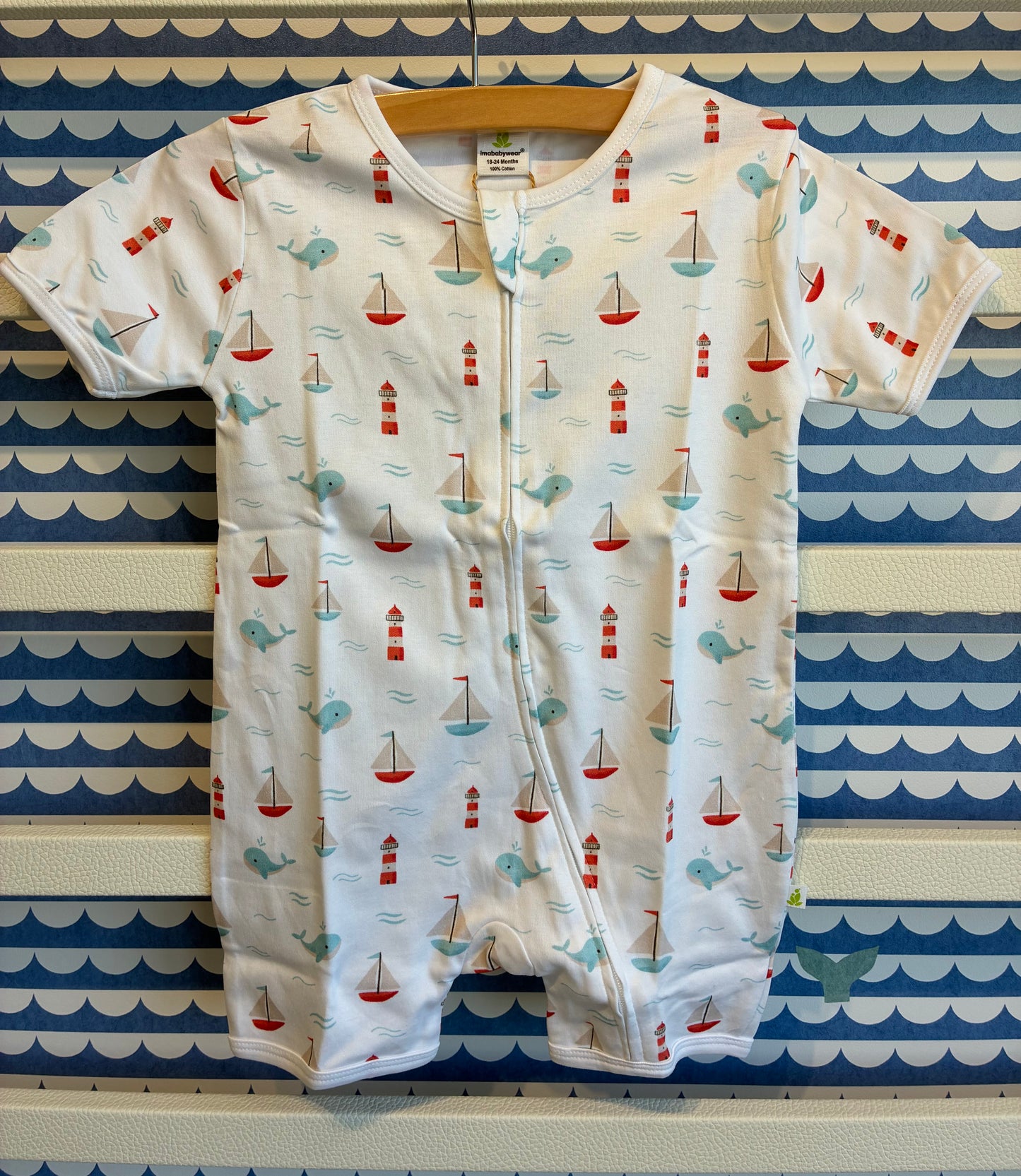 Sailing Short Sleeve Zipsuit Romper