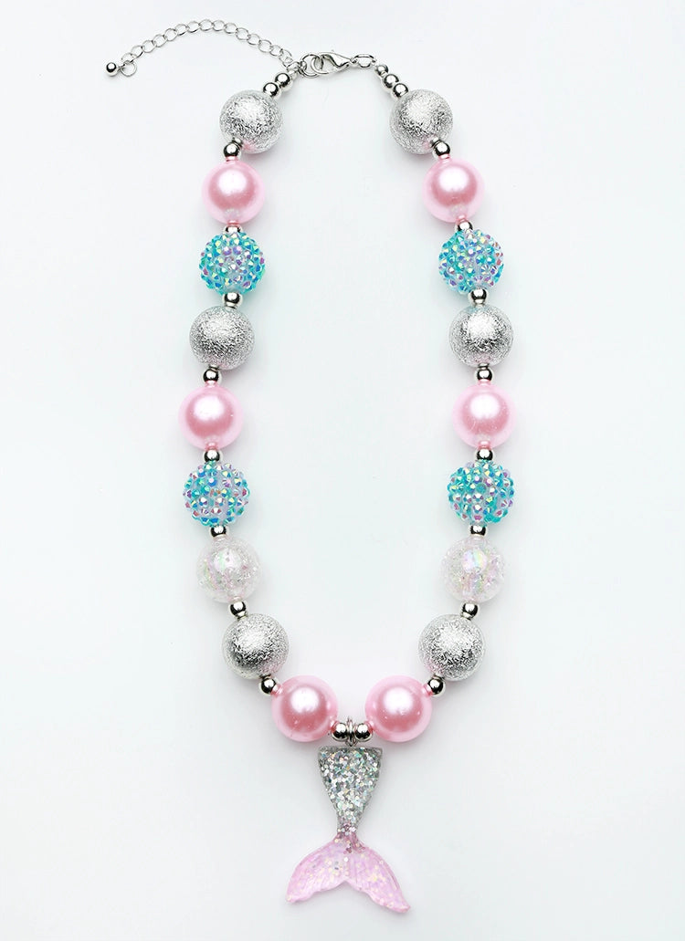 Mermaid Tail Necklace - Pink and Silver