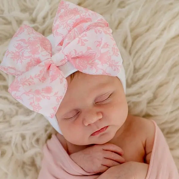 Toile Floral Bow Hospital Hat