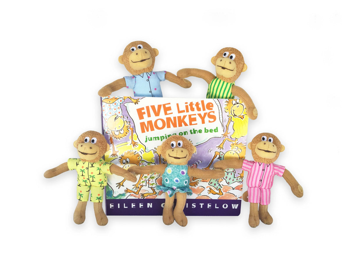 Five Little Monkeys 5" Finger Puppets with Board Book