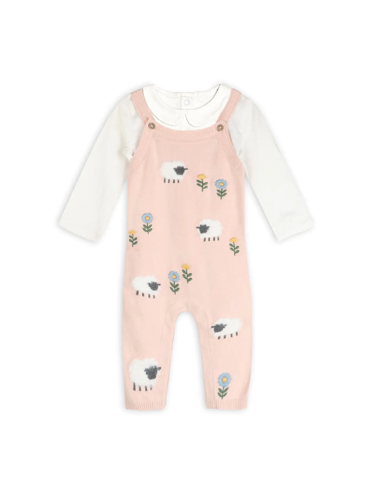 Lamb Cozy Knit Baby Overall Set