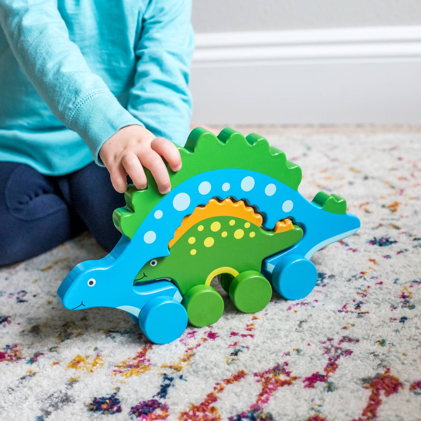 Stegosaurus Dino Big & Little Wooden Roller