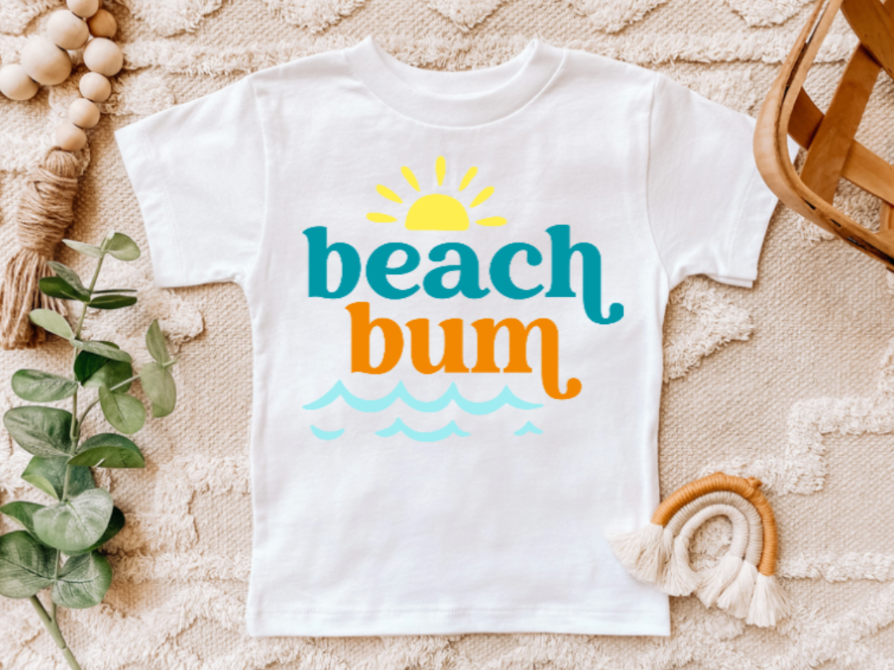 Beach Bum Summer Kids Tee Shirt, Boys Retro Sunshine Tee
