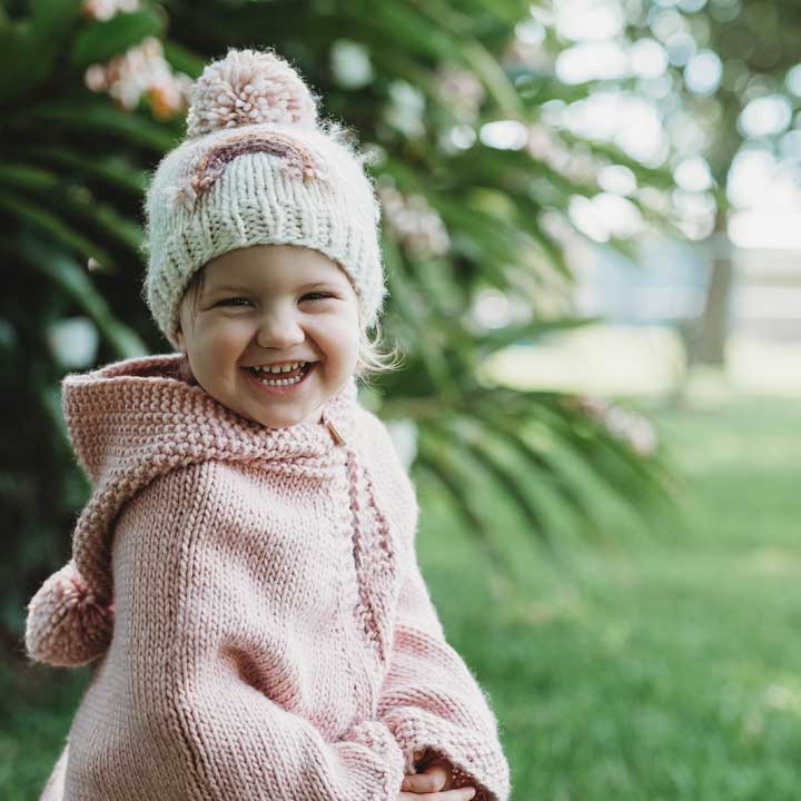 Mauve Rainbow Knit Beanie Hat Baby & Kids