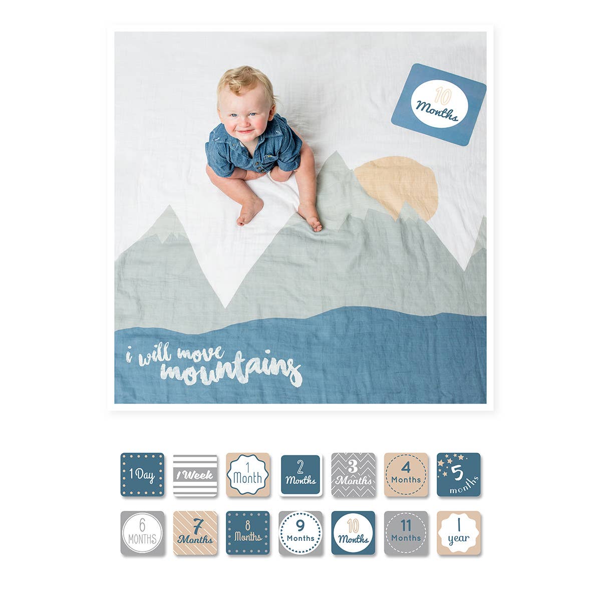 Baby's 1st Year Swaddle & Milestone Cards - Move Mountains