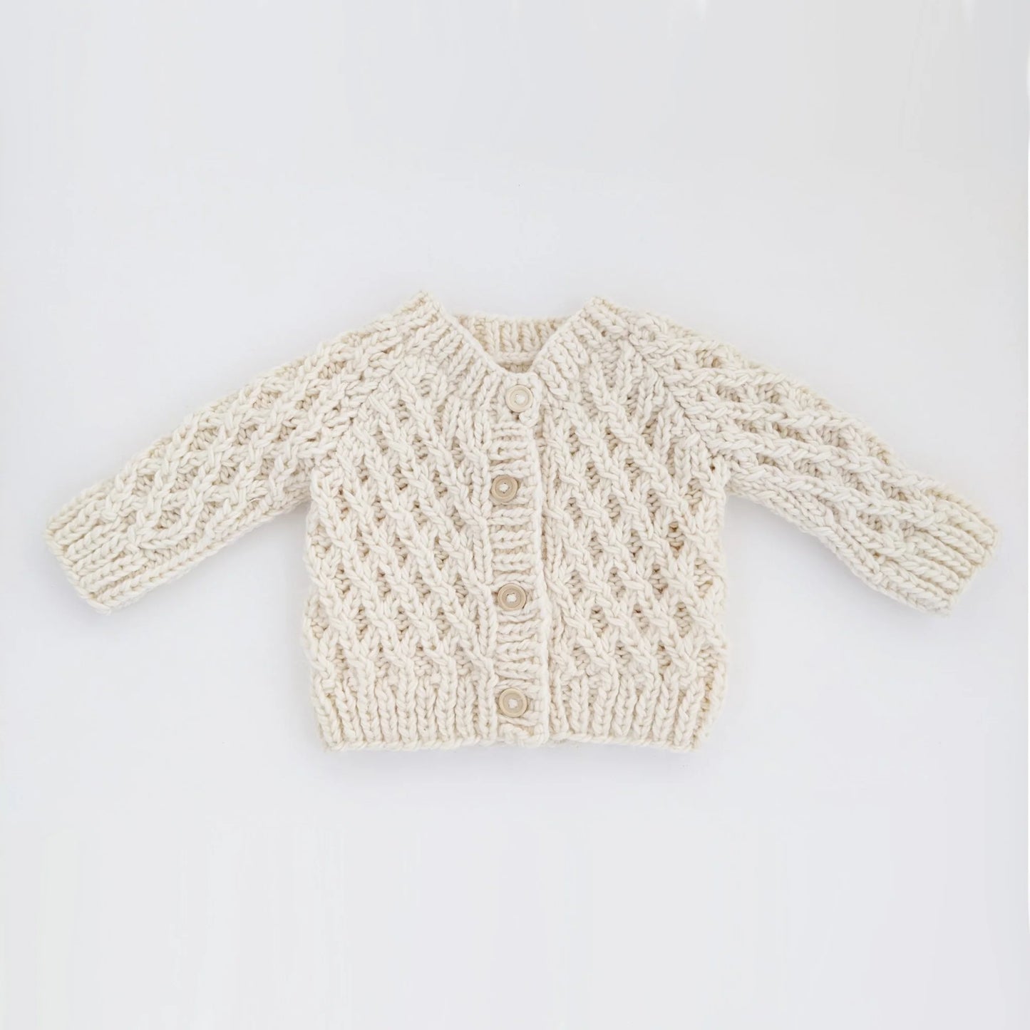 Natural Waffle Stich Cardigan Sweater