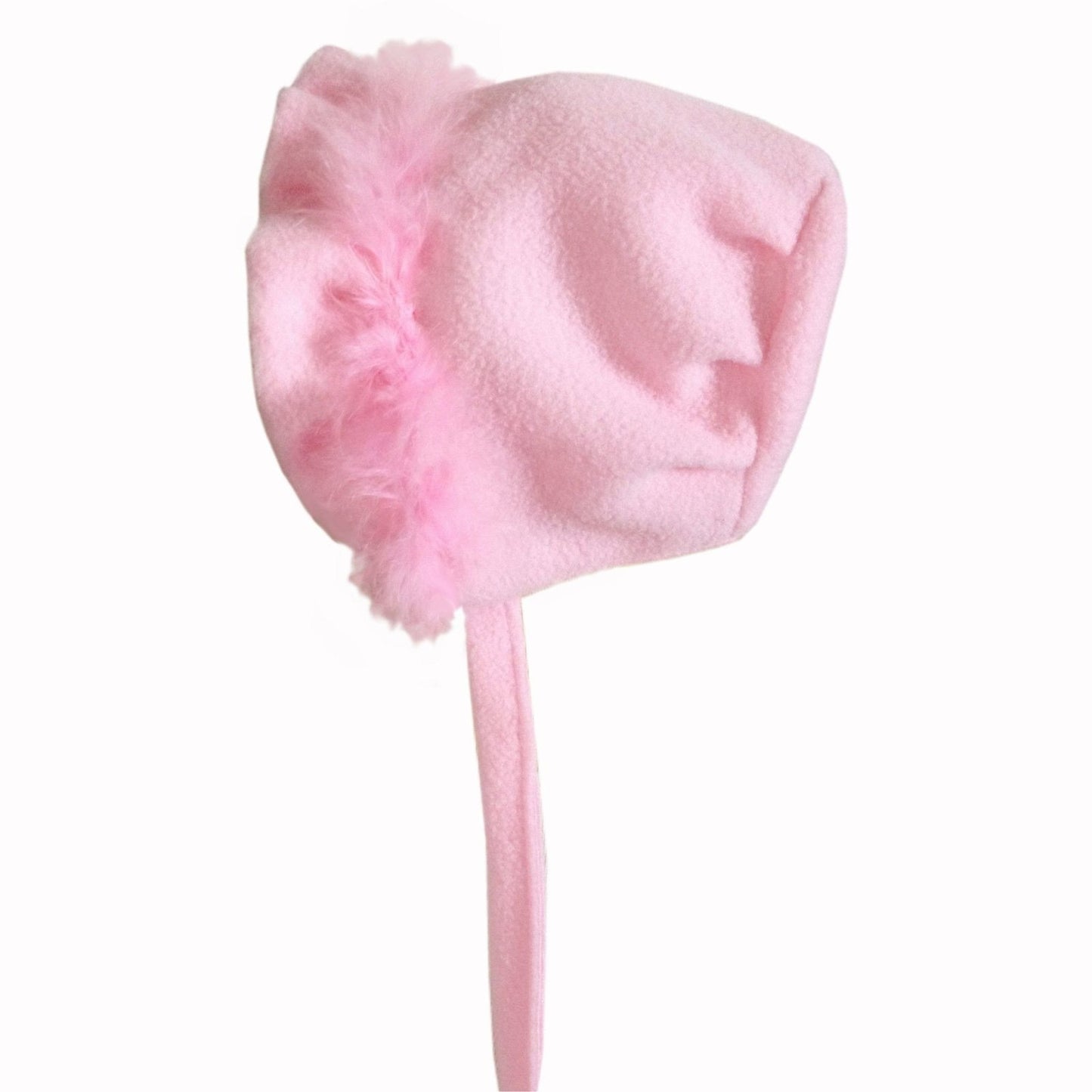 Girls Pink Marabou Fleece Bonnet