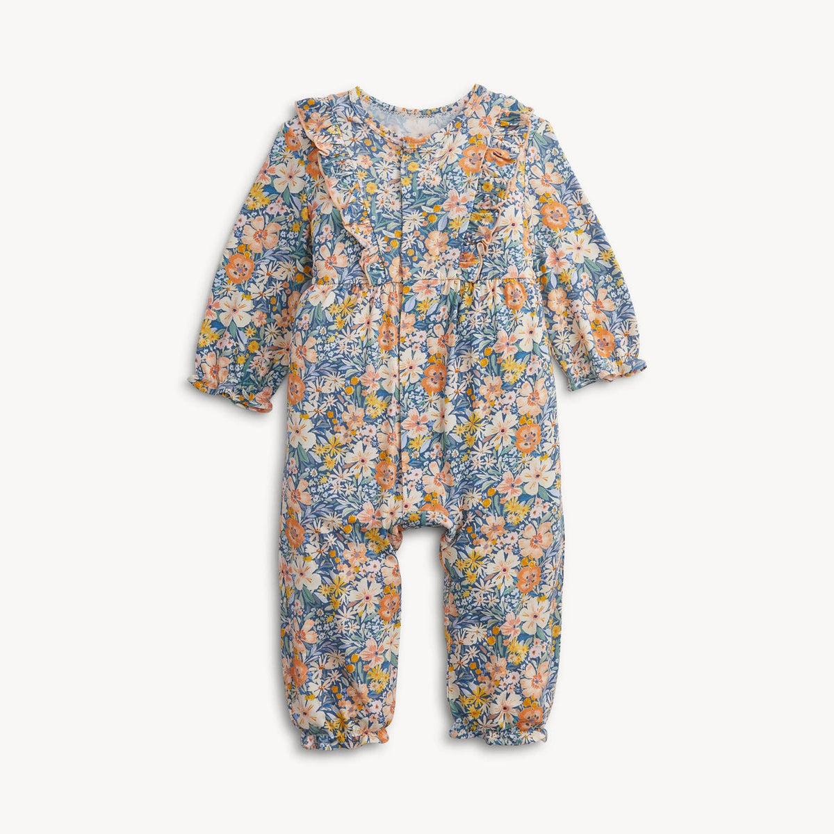 FLORA MODAL BABY GIRLS L/S RUFFLE ROMPER