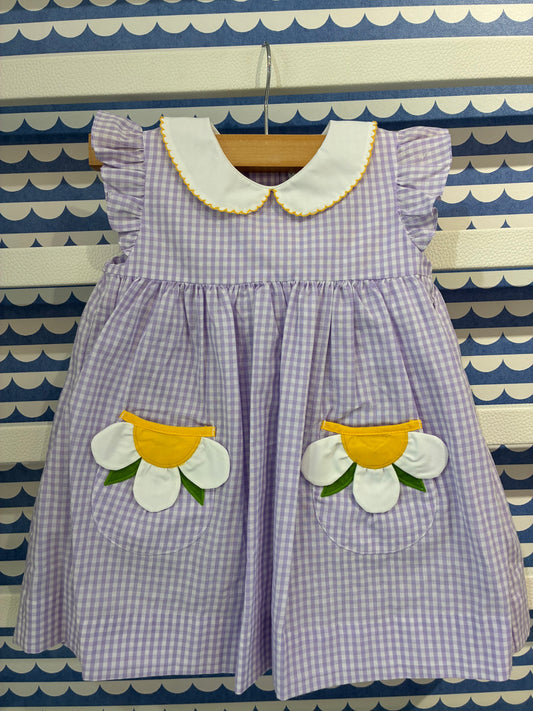 Sun Dress With Daisy Flower Pockets