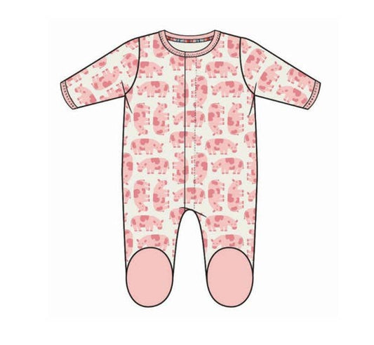 ORGANIC COTTON FOOTIE PINK COW