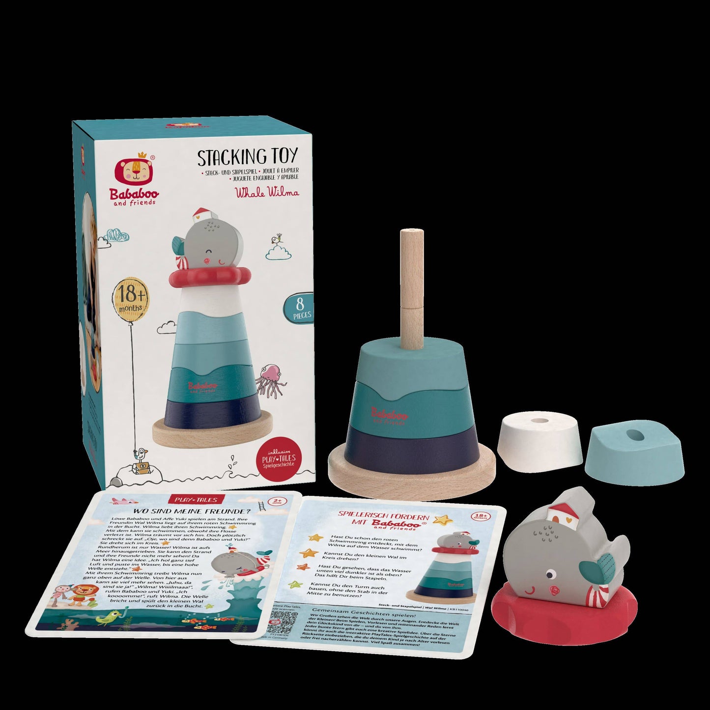 Bababoo and friends® - Wilma Whale Wooden Stacking Toy [18+ Months]