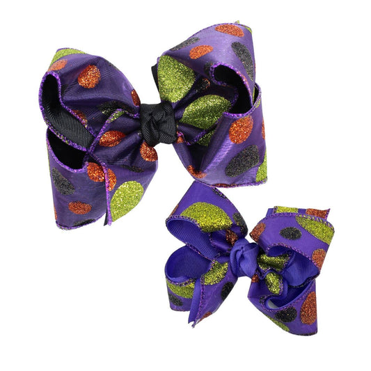 Layered Halloween Dots Bow on Alligator Clip