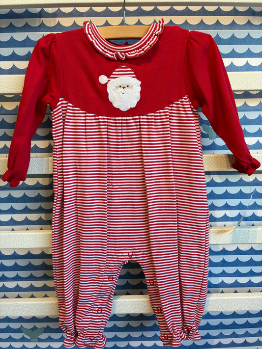 Girl Santa Face Applique Jumper
