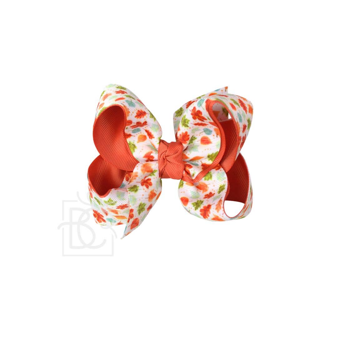 Layered Fall Leaves Bow on Alligator Clip