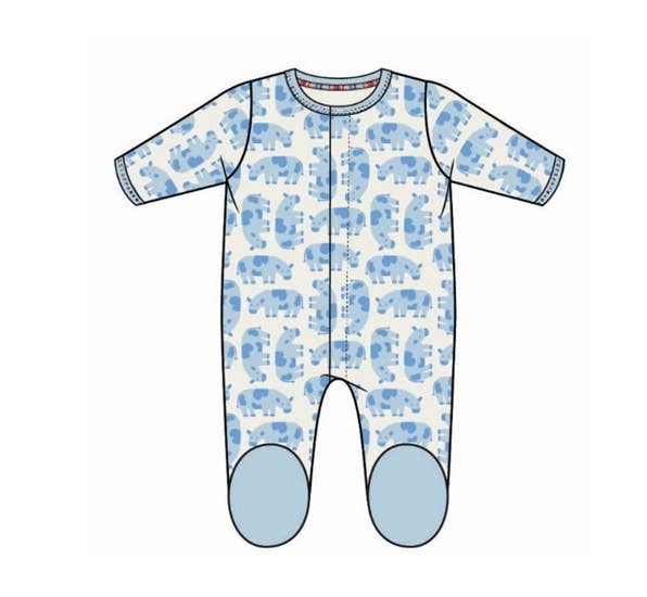 ORGANIC COTTON FOOTIE BLUE COW