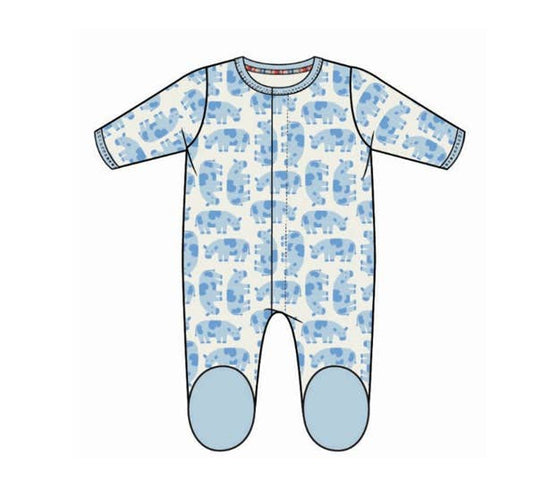 ORGANIC COTTON FOOTIE BLUE COW