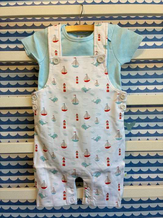 Sailing Dungaree with Half Sleeve Bodysuit