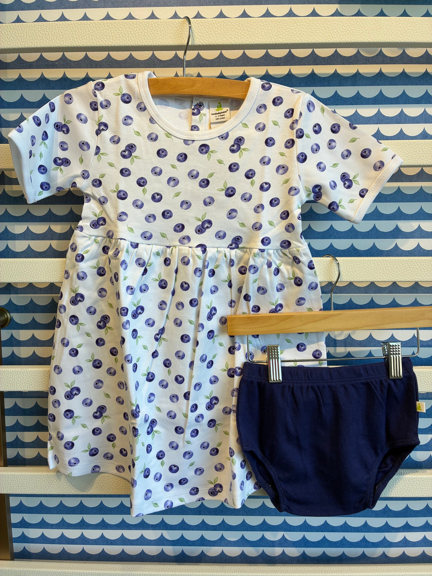 Blueberry Short Sleeve Dress with Bloomers