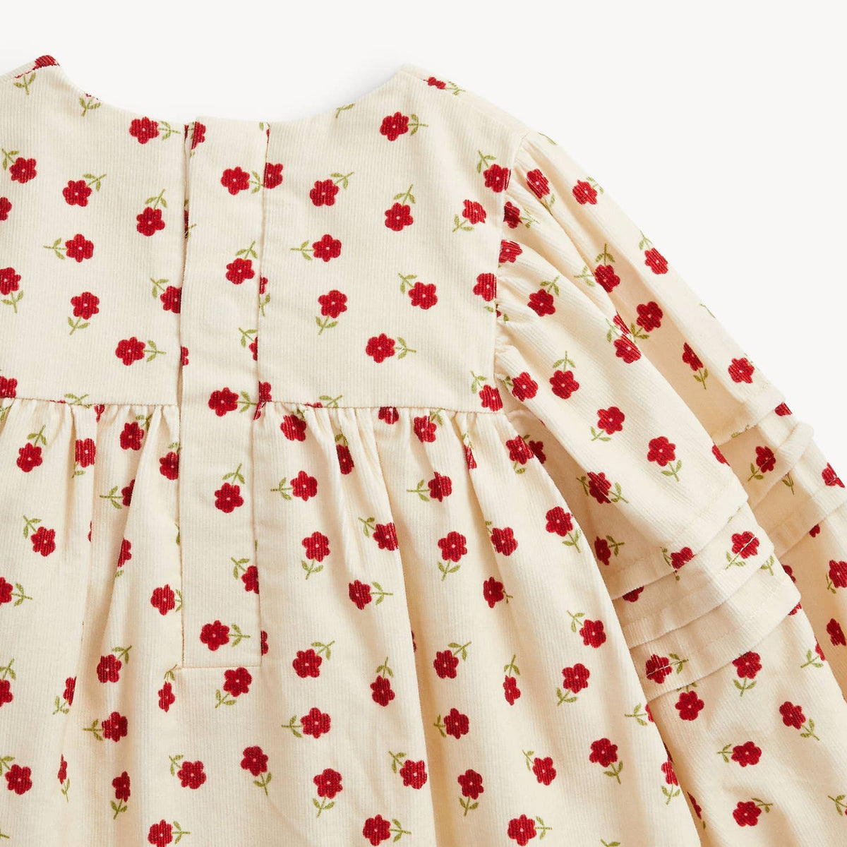 FLORAL CORDUROY GIRLS PUFF SLV DRESS