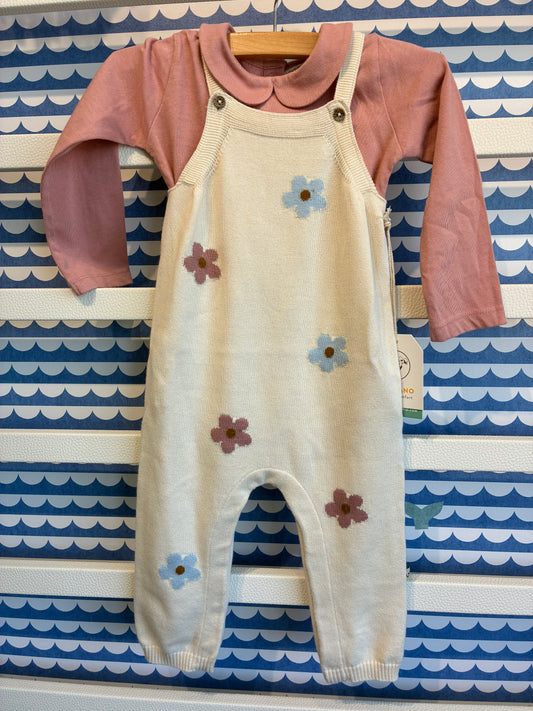 Flower Knit Overall and Bodysuit