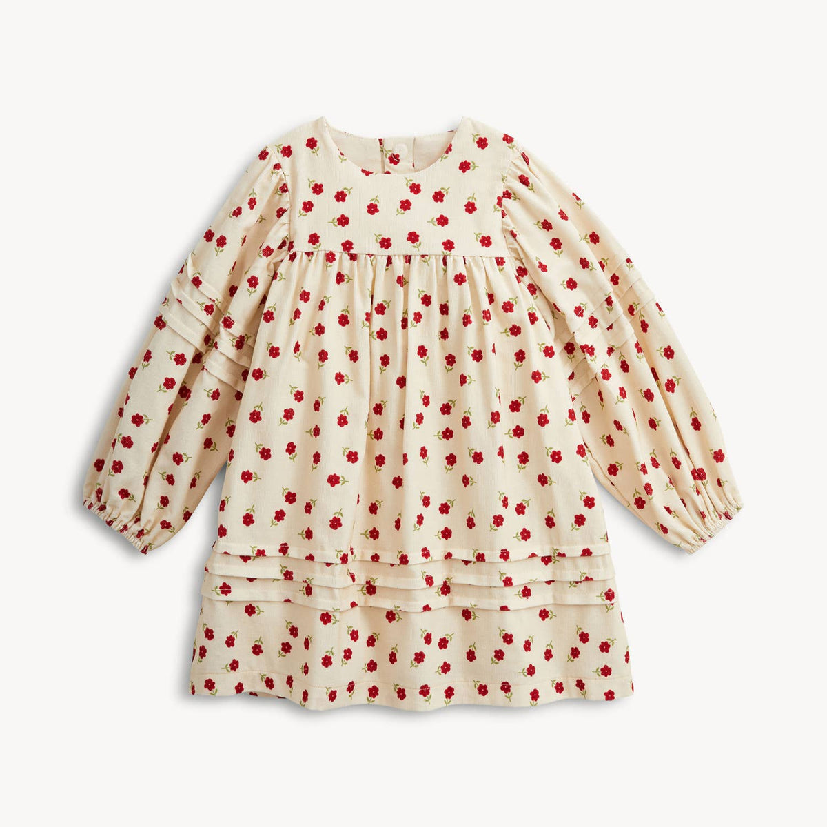 FLORAL CORDUROY GIRLS PUFF SLV DRESS