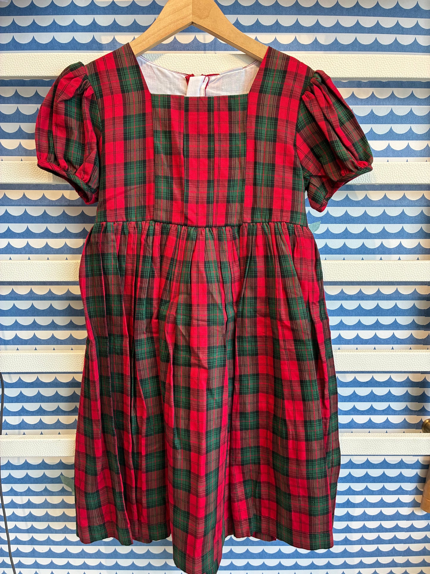 Red Plaid Pleat Dress