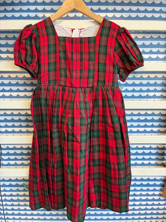 Red Plaid Pleat Dress