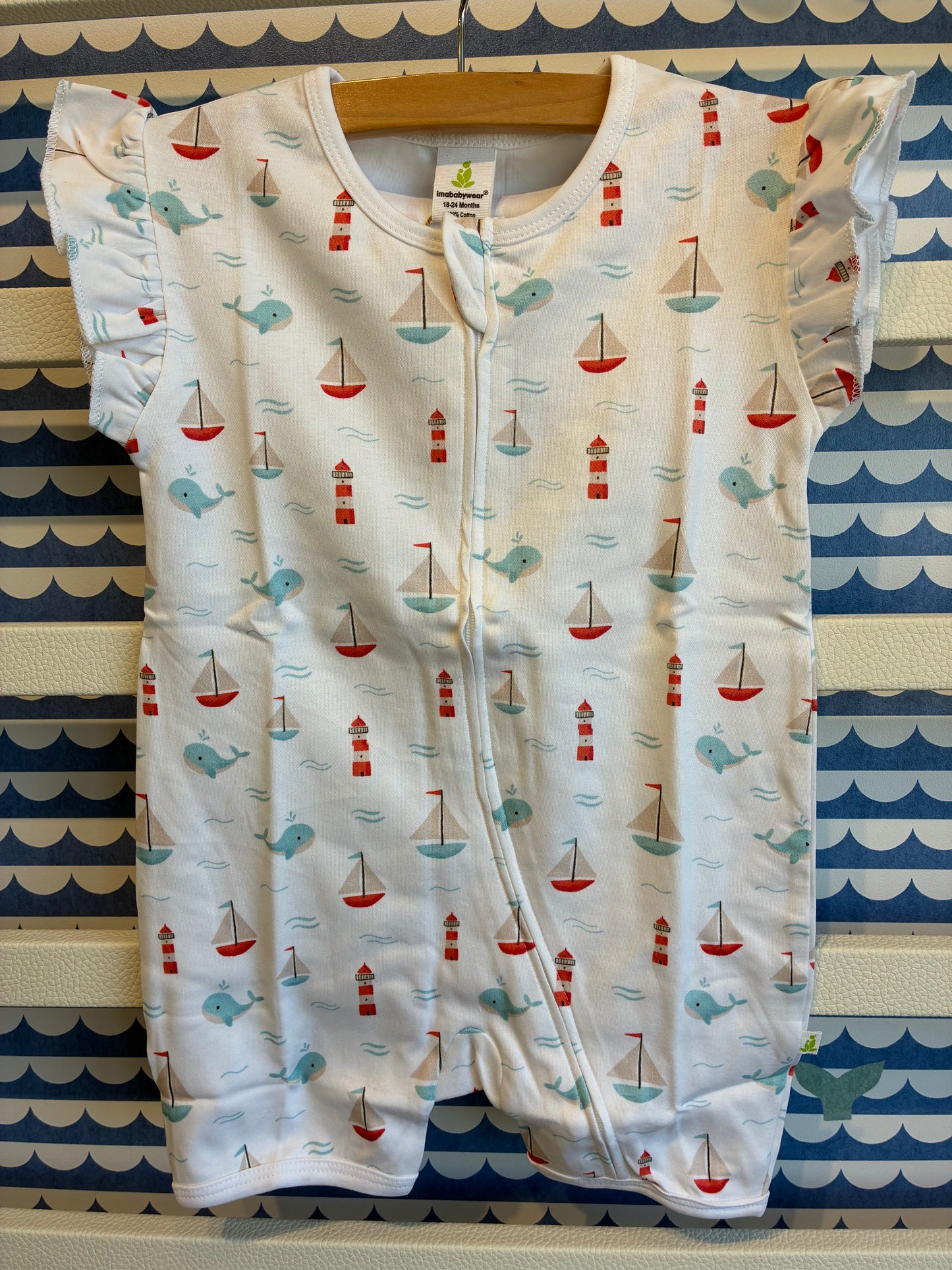 Sailing Ruffle Sleeve Zipsuit Romper