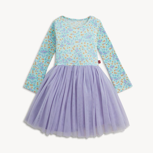 WAFFLE GREEN FLORAL GIRLS TUTU DRESS