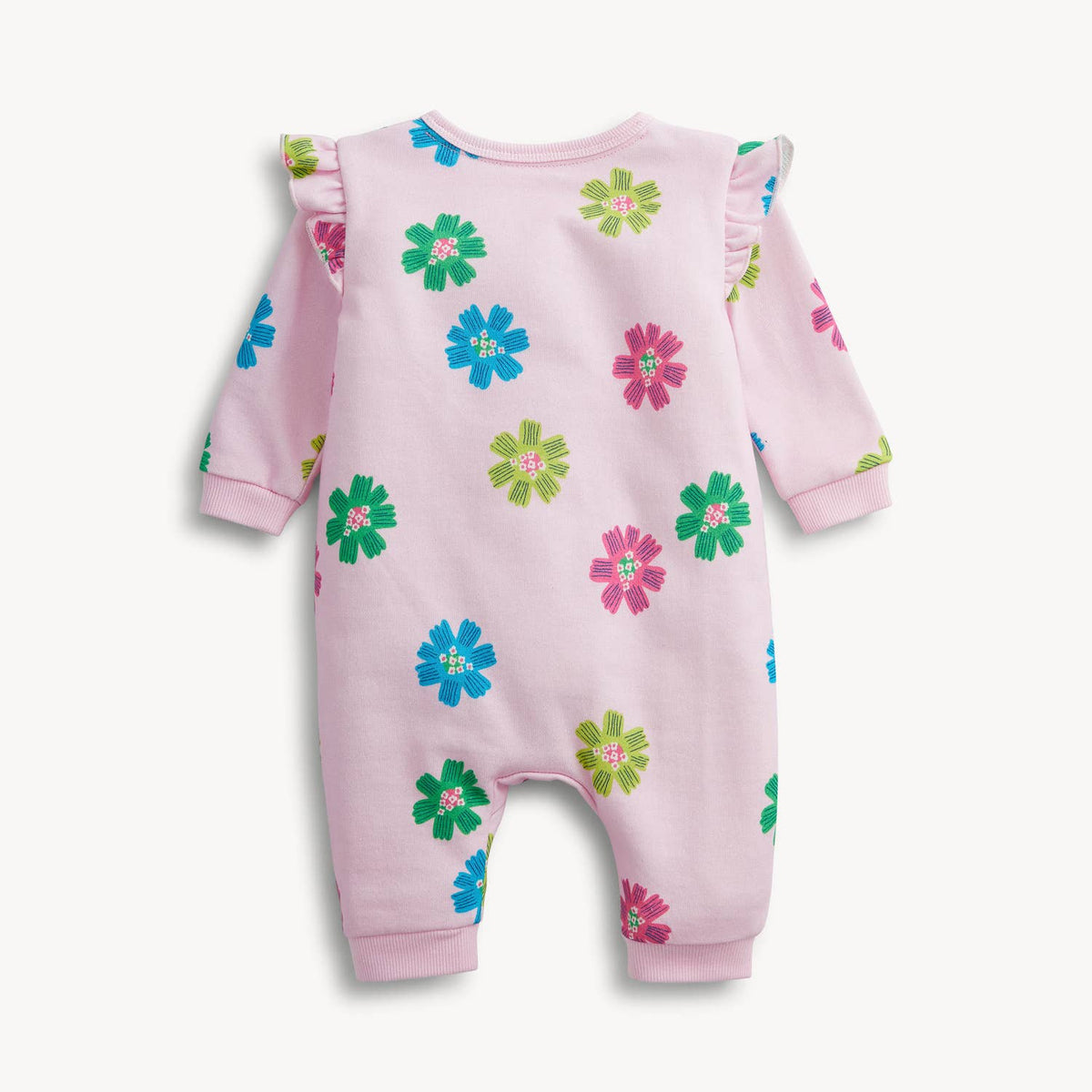 PINK FLORAL FRENCH TERRY GIRLS ROMPER