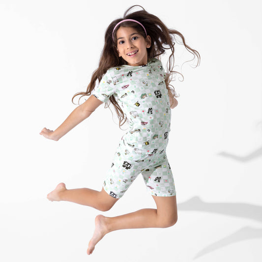 Minecraft Sleep Repeat Kids Bamboo Short Set