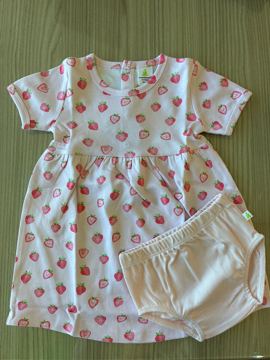 Strawberry Short Sleeve Dress with Bloomers