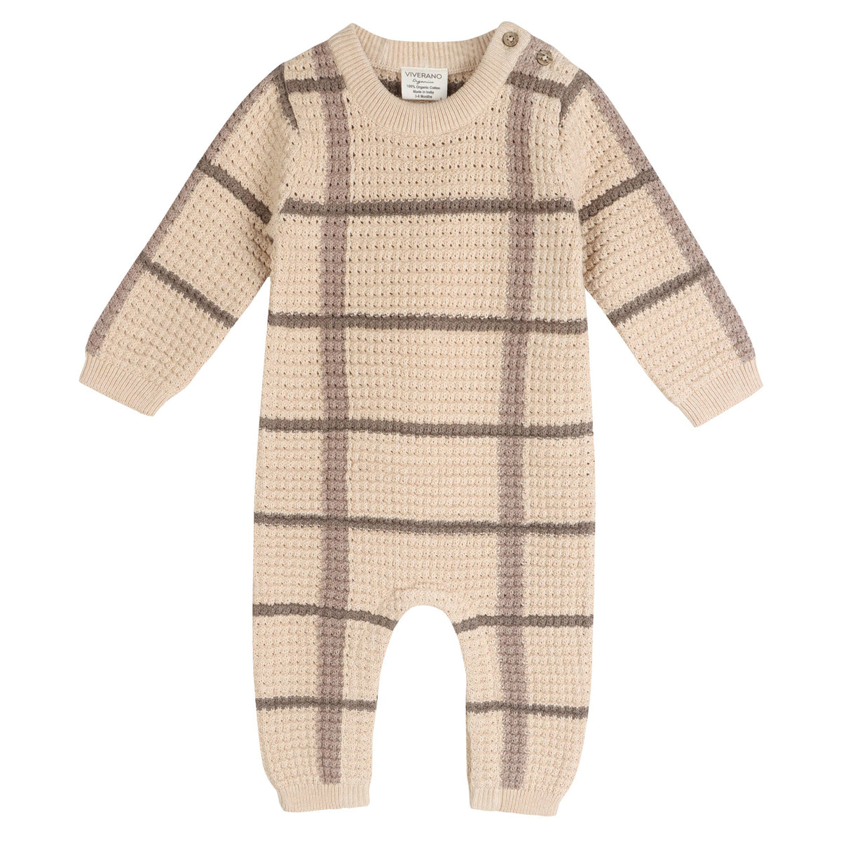 Viverano Organics - Ashton Textured Check Knit Baby Jumpsuit (Organic Cotton)