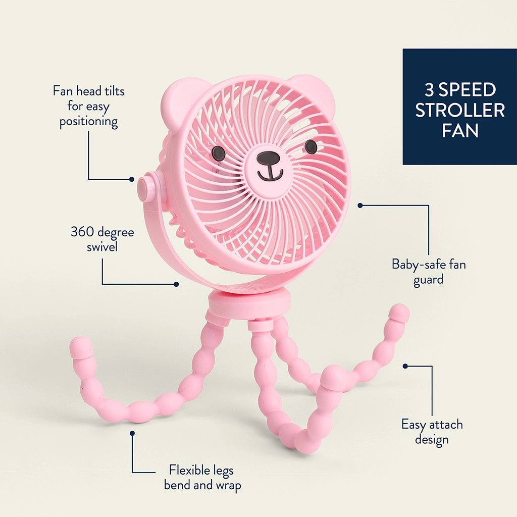 Itzy Breeze 3-Speed Stroller Fan (Pink)