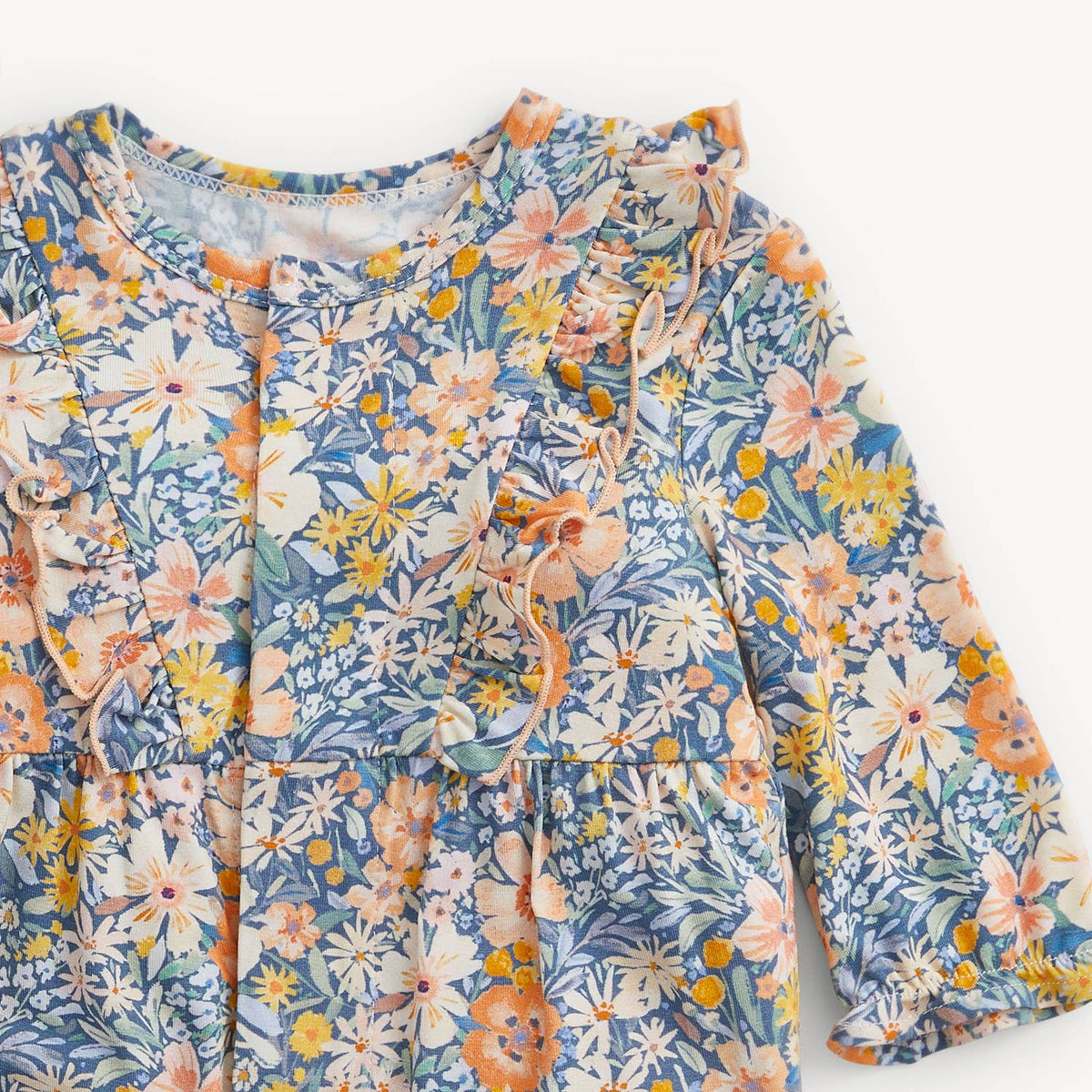 FLORA MODAL BABY GIRLS L/S RUFFLE ROMPER