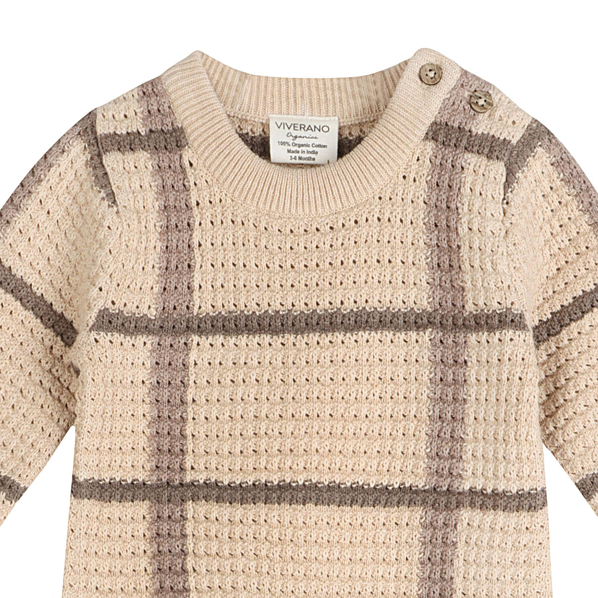 Viverano Organics - Ashton Textured Check Knit Baby Jumpsuit (Organic Cotton)