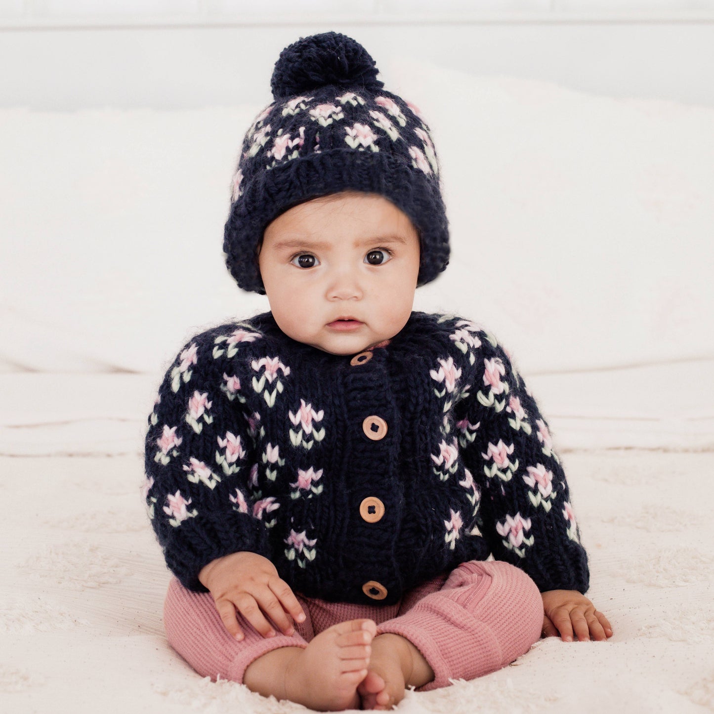 Bitty Blooms Indigo Cardigan Sweater for Baby & Toddler