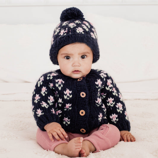 Bitty Blooms Indigo Cardigan Sweater for Baby & Toddler