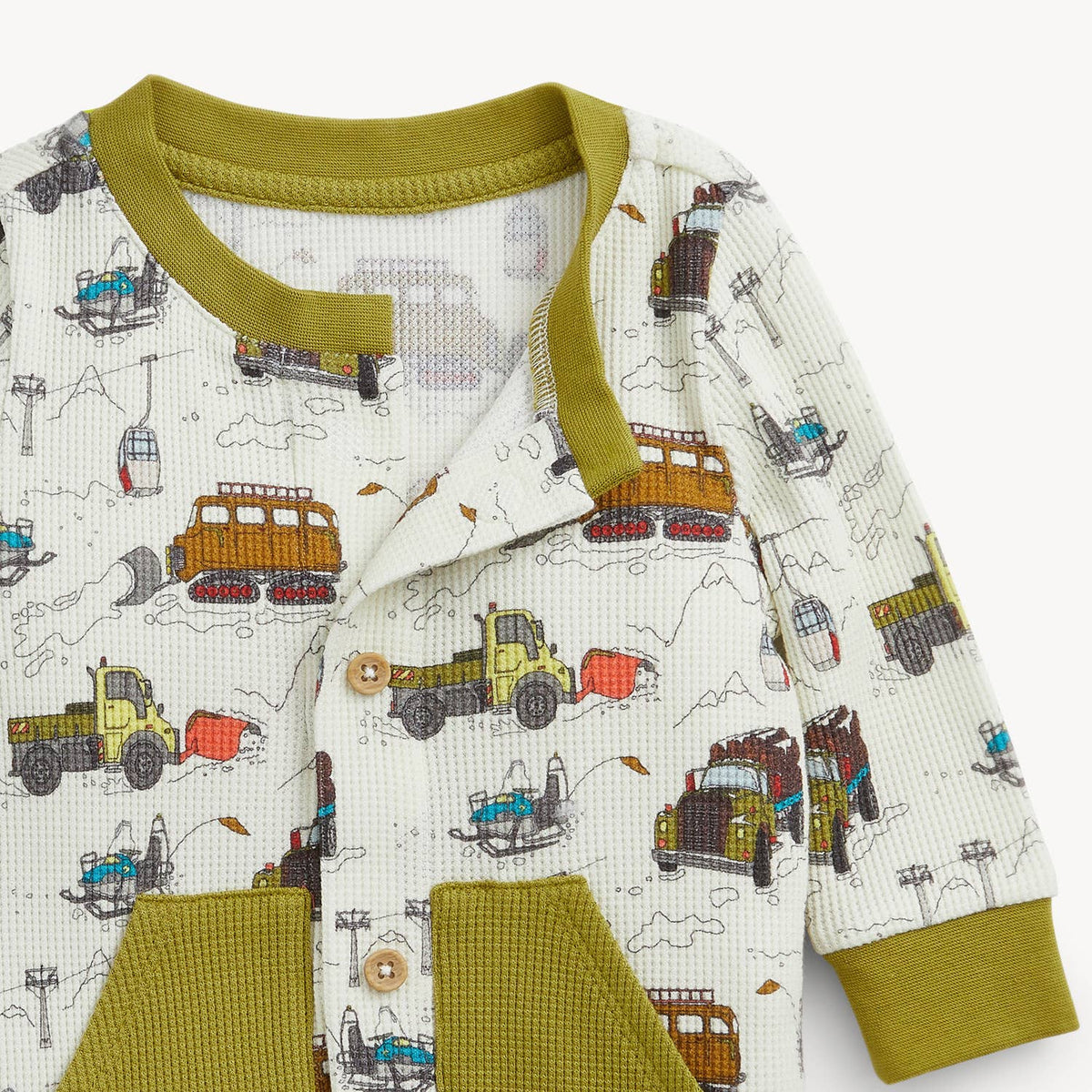 WAFFLE TRUCKS PRINT BOYS ROMPER