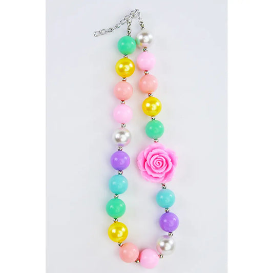 Chunky Beaded Rose Necklace