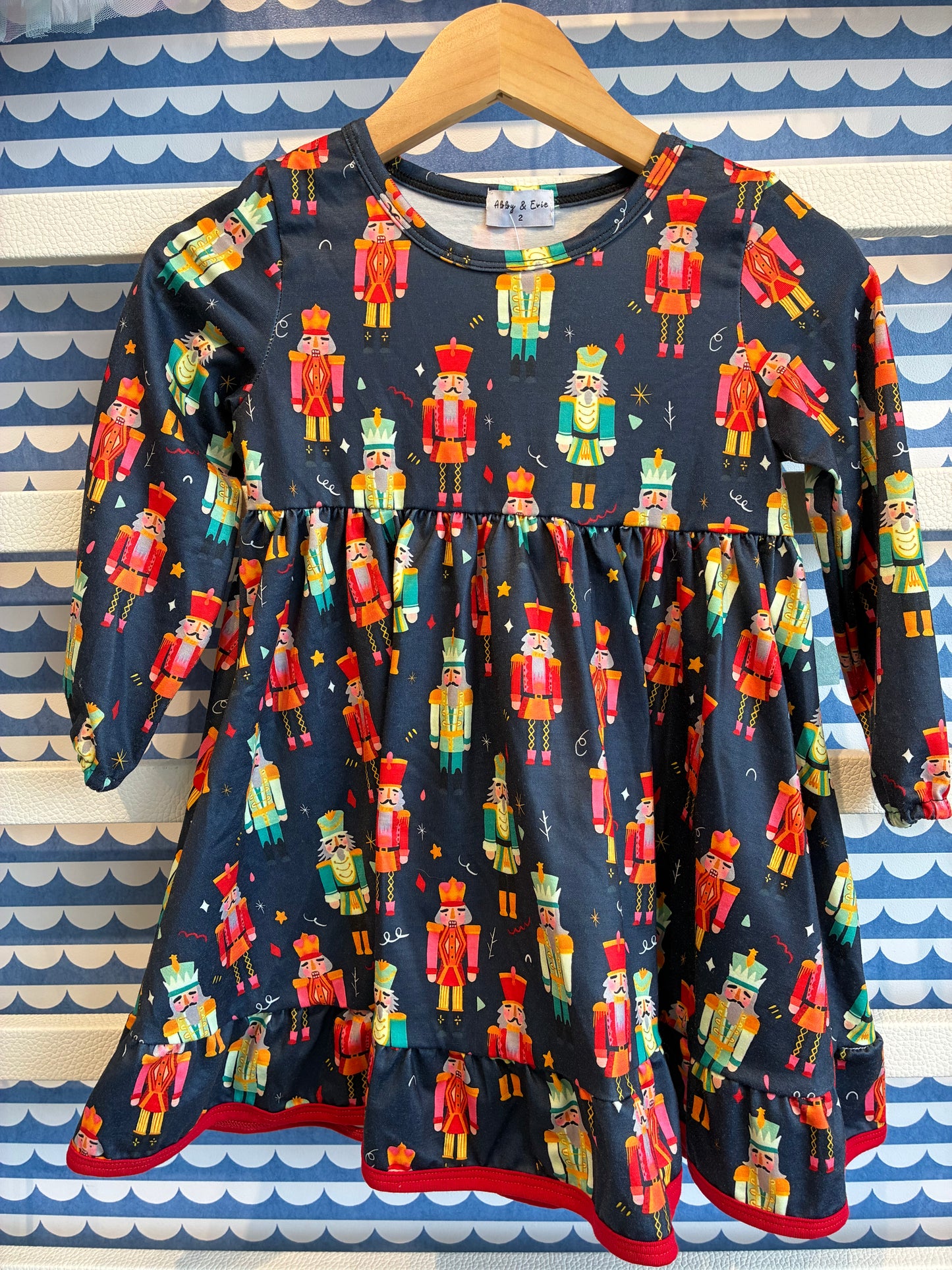 Navy Nutcracker Print Dress