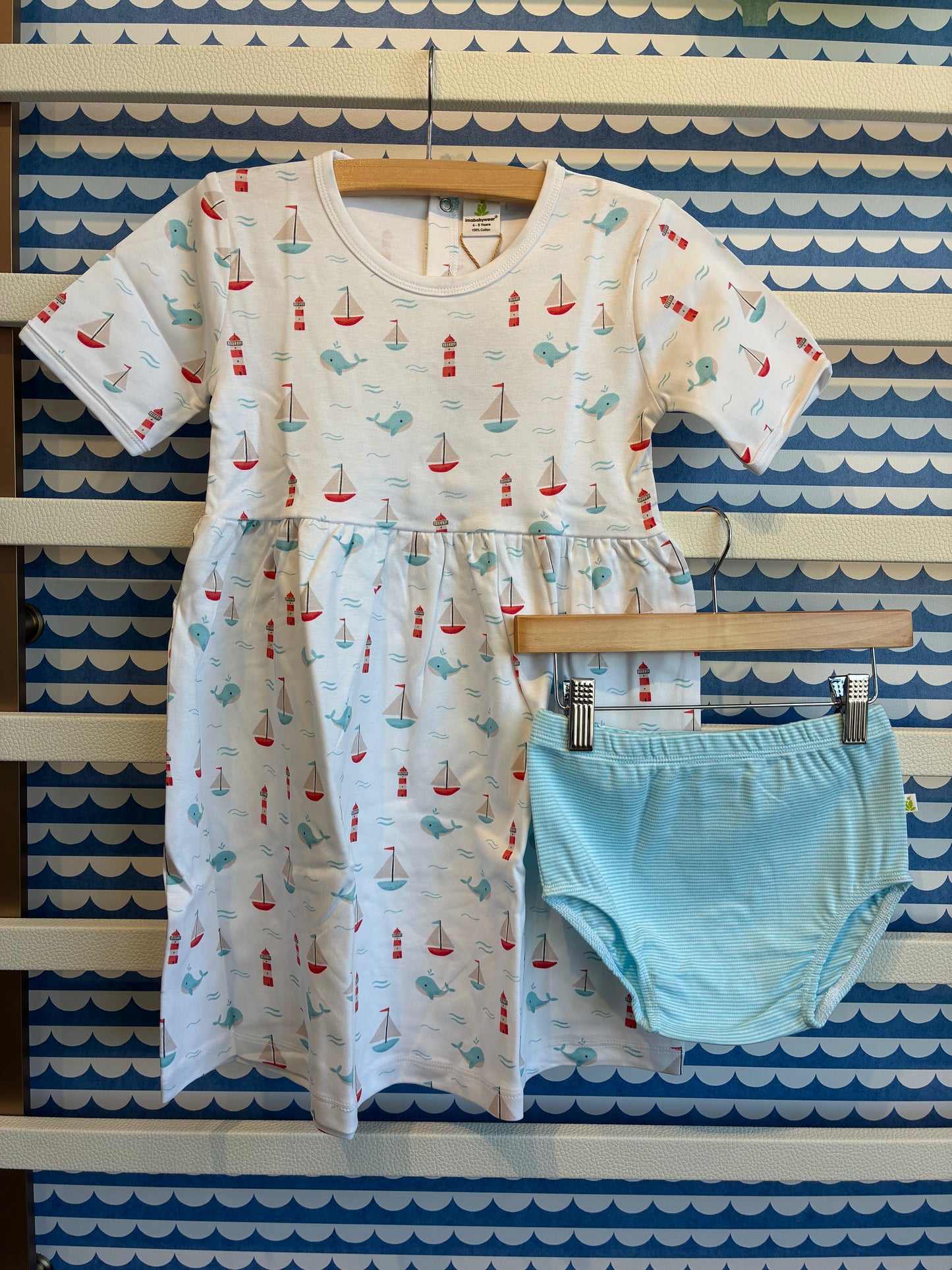Sailing Short Sleeve Dress with Bloomers